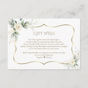 Airy Greenery White Rose Gold Wedding Gift Wish Begleitkarte