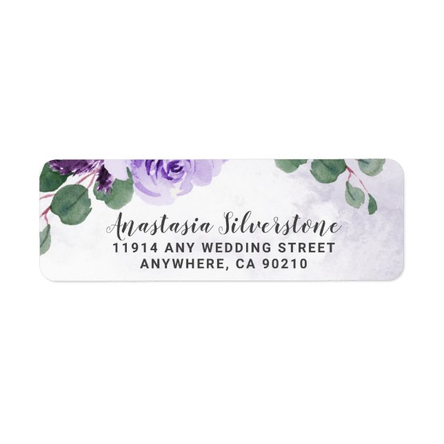 Airy Lila und Silver Floral Boho Wedding Address (Vorne)