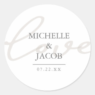 Airy Pastel   Mono-Liebe-Hochzeitsticker Runder Aufkleber