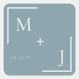Airy Pastel | Schwarz-Monogramm-Aufkleber Quadratischer Aufkleber
