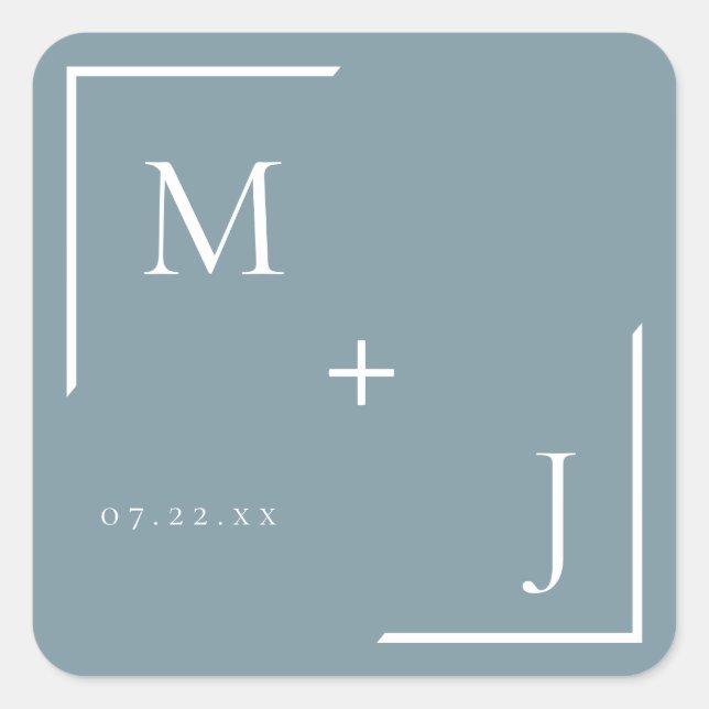 Airy Pastel | Schwarz-Monogramm-Aufkleber Quadratischer Aufkleber (Vorderseite)