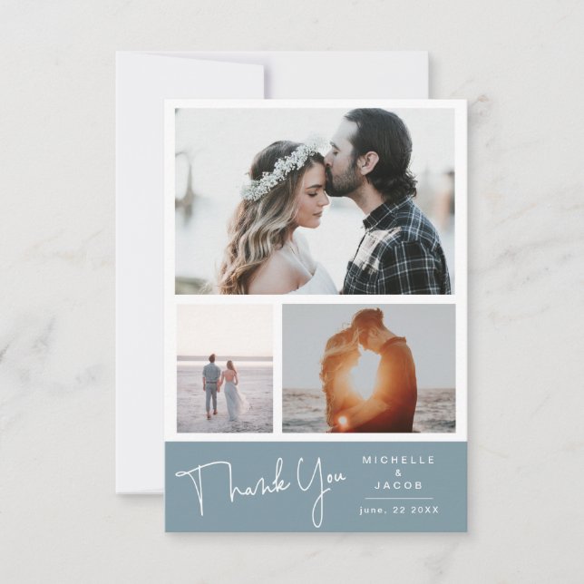 Airy Pastel Slate Blue | Danke, dass Sie eine Foto RSVP Karte (Vorderseite)