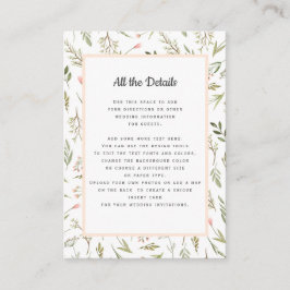Airy Pink Wildblume WEDDING Details Richtungen Begleitkarte