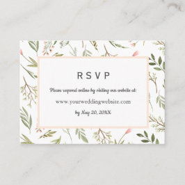 Airy Pink Wildblumen Hochzeitsstiftung RSVP Online Visitenkarte