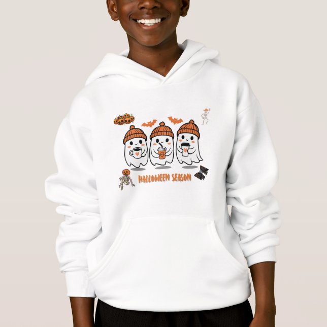 aison Halloween – fantômes café mignons Hoodie (Vorderseite)