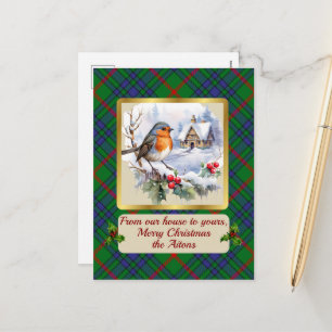 Aiton Tartan w/Robin Personalisiert Feiertagspostkarte