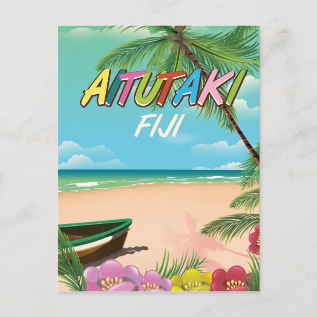 Aitutaki Air Reiseplakat Postkarte (Vorderseite)