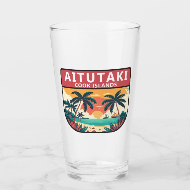 Aitutaki Cook Islands Retro Emblem Glas (Vorderseite)