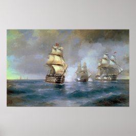 Aivazovsky - Brig Mercury von zwei Türken angegrif Poster