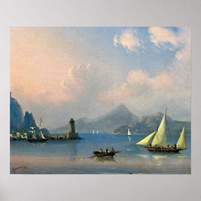 Aivazovsky - Meerenge mit Leuchtturm Poster (Vorne)