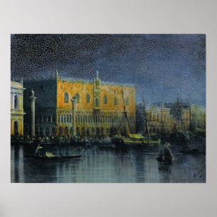 Aivazovsky - Palastregen in Venedig bei Mondlicht Poster