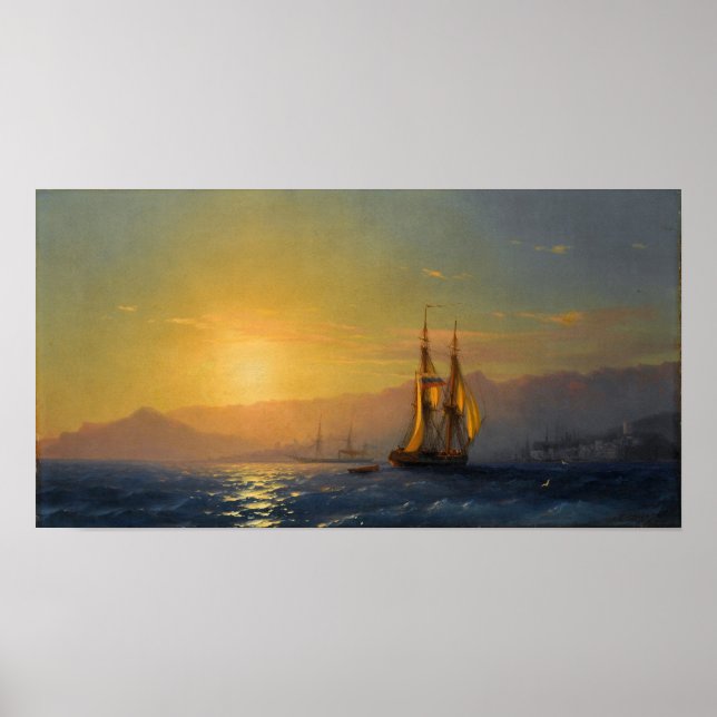 Aivazovsky - Sonnenuntergang auf See 1877 Poster (Vorne)