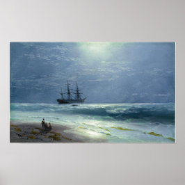 Aivazowsky - Landung in Mondlicht 1895 Poster