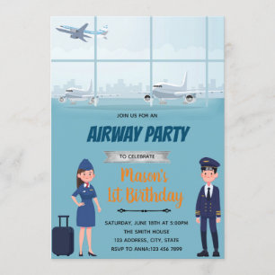 Aiways-Flugzeug-Geburtstagsthemen-Einladung Einladung