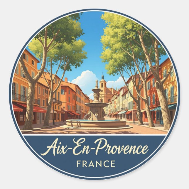 Aix-en-Provence France Travel Runder Aufkleber (Vorderseite)