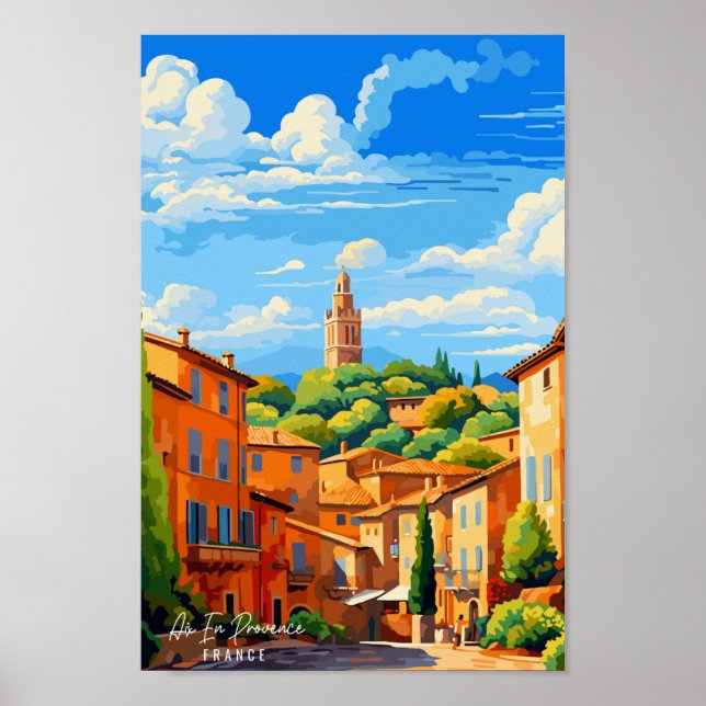 Aix en Provence Frankreich Vintage Reise Illustrat Poster (Vorne)