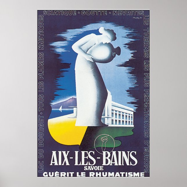 Aix Les Bains Vintage Travel Poster (Vorne)