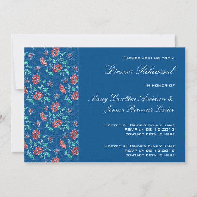 Aiyana Floral Batik Probe Abendessen Einladung 3 (Vorderseite)