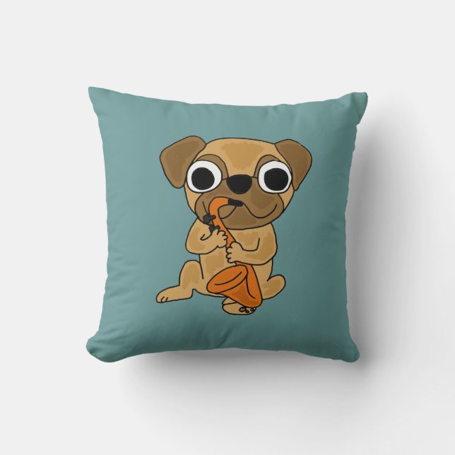 AJ Mops, der Saxophone-Kissen spielt Kissen (Vorderseite)