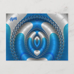 AJAY Bright!~ Blau Weiß 3D Fraktal Design ~ Postkarte