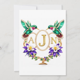 AJN Hummingbird Hochzeit Alle Buchstaben Anpassbar Einladung