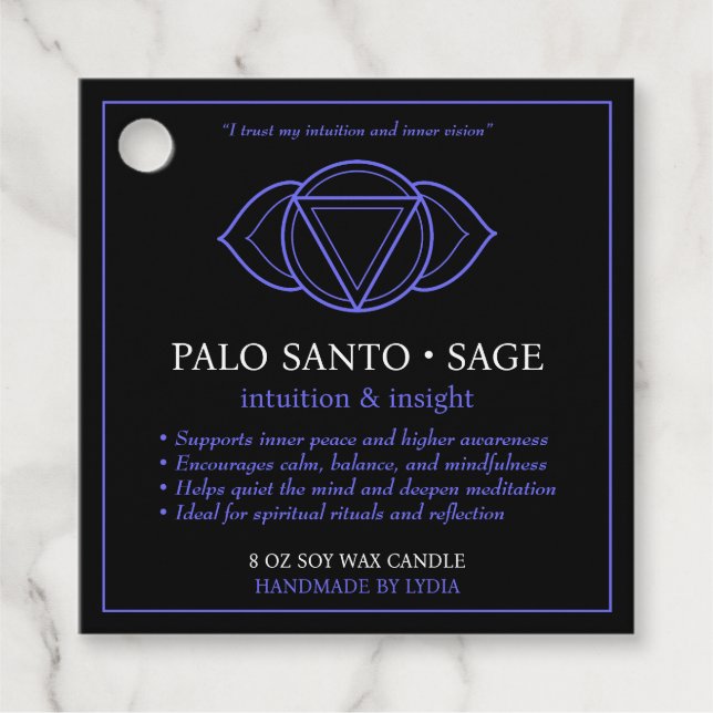 Ajna Third Eye Chakra Kerzenlabel Geschenkanhänger (Vorderseite)