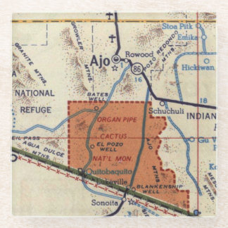 Ajo Arizona und Orgel Pipe Nationaler Plan Glasuntersetzer