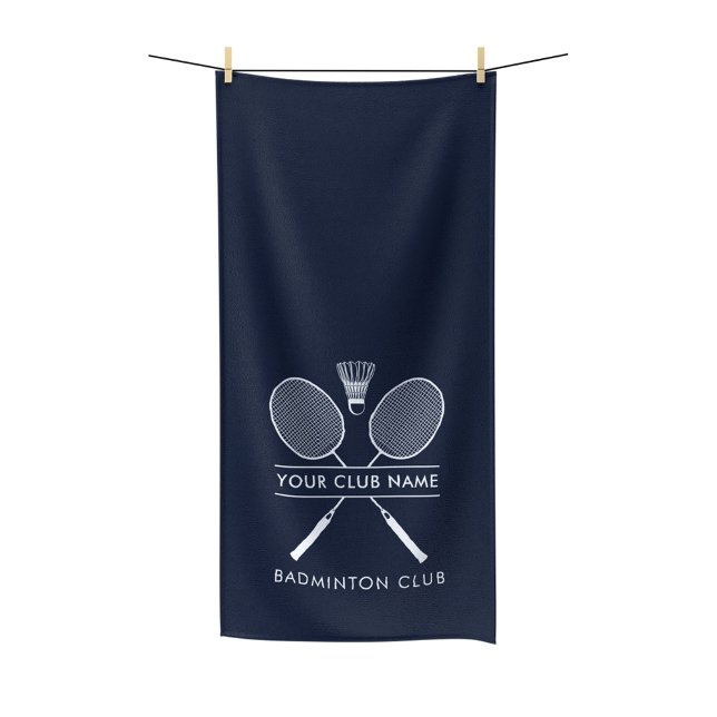 Ajouter Badminton Club Nom Raquettes Icône Marine  (Badminton Club Name Custom Bath Towel Swag)