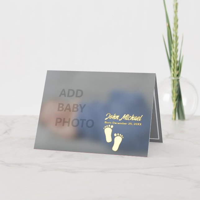 Ajouter Bébé Photo Gold Foil Carte pliée (Recto)