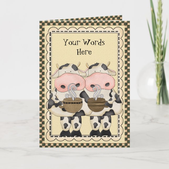 Ajouter des mots Carte de voeux Coffee Cow (Devant)