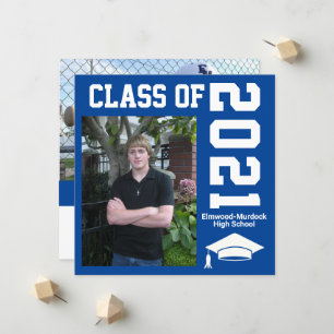 Ajouter des photos à Blue Graduation Invitations p