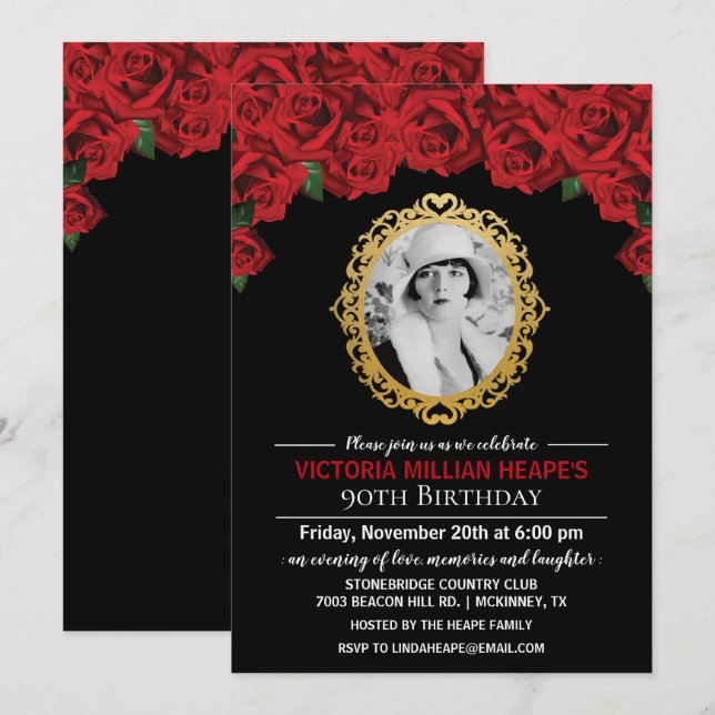 AJOUTER LA PHOTO - Invitation Rose Jalon Anniversa (Devant / Derrière)