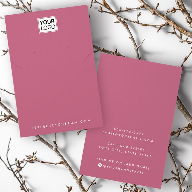Ajouter le logo rose collier collier oreille carte (Add logo rose mauve necklace earring display card)