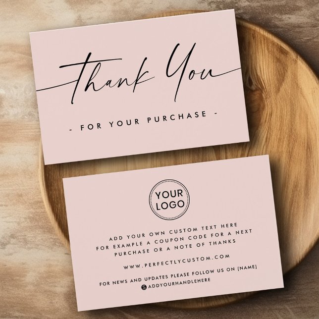 Ajouter le logo rose vif script merci insérer la c (Add logo blush pink script thank you insert card)
