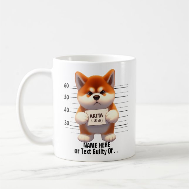 Ajouter le nom Texte, Akita Chien Mug Tiré (Gauche)