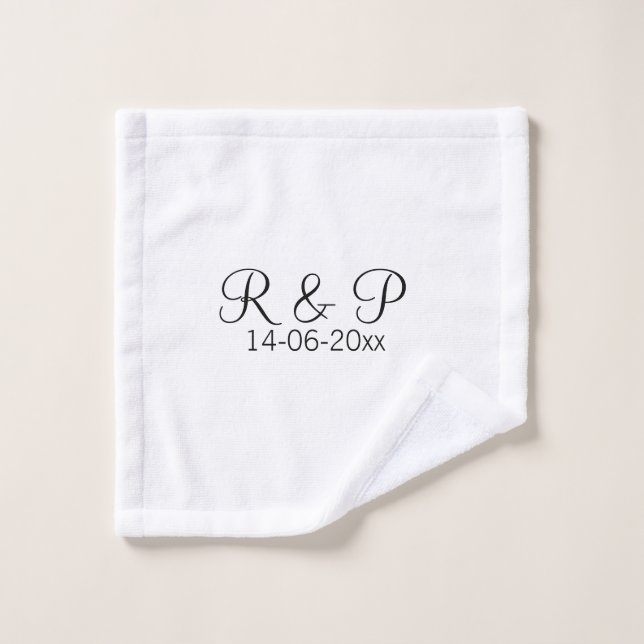 Ajouter monogramme du nom du couple ajouter date a (Gant de toilette)
