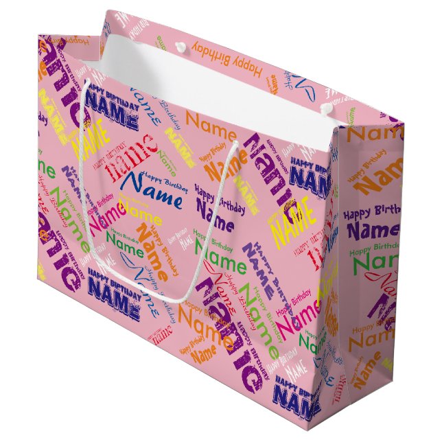 Ajouter Nom, Joyeux Anniversaire Grand Cadeau Sac (Devant Angle)