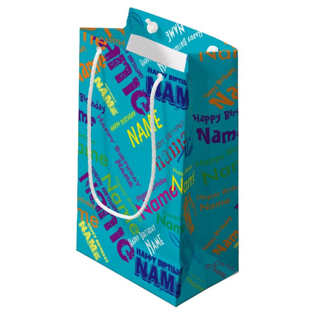 Ajouter Nom, Joyeux Anniversaire Petit Cadeau Sac (Devant Angle)