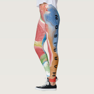 Ajouter Nom Leggings Aqua Rose Starburst Holograph