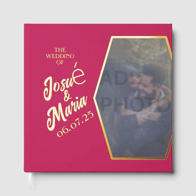 Ajouter Rose photo Mariage rouge Foil Livre d'invi (Recto)