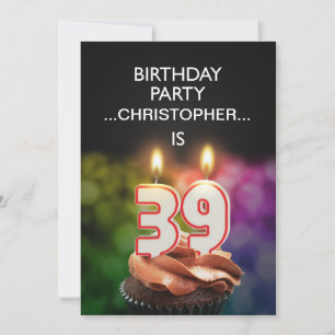 Ajouter un nom, 39e fête d'anniversaire Invitation