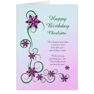 Ajouter un nom Anniversaire avec rouleaux et fleur