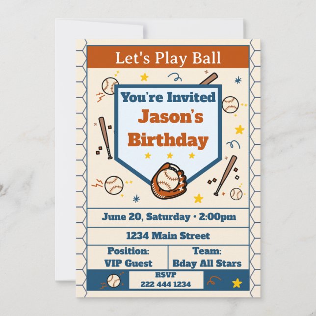 Ajouter un nom - Invitation d'anniversaire de base (Devant)