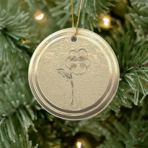 Ajouter un texte Viola Pansy Or Ornement en cérami