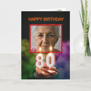 Ajouter une photo, carte d'anniversaire 80e avec b