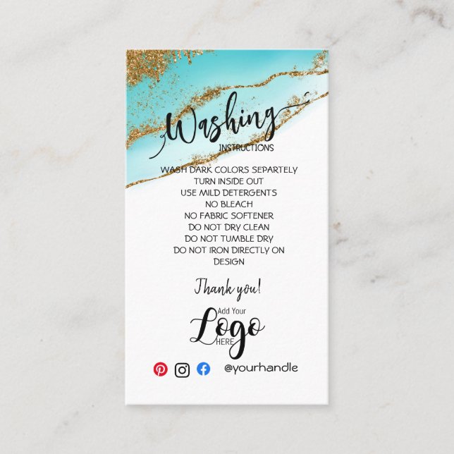 AJOUTER VOS instructions de lavage LOGO CARTES DE  (Devant)