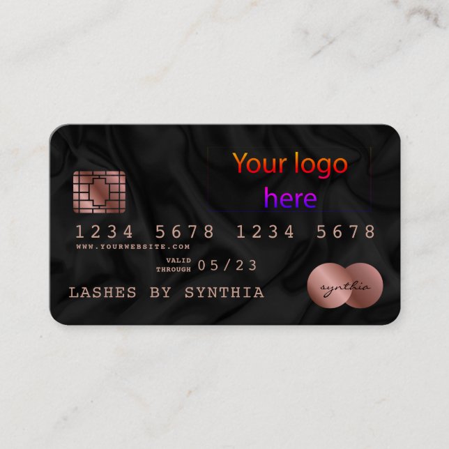 Ajouter votre logo Carte de crédit Style soie noir (Devant)