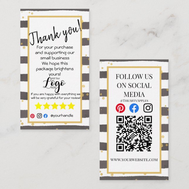 AJOUTER VOTRE LOGO merci commander insérer carte (Devant / Derrière)