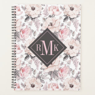 Ajouter votre monogramme Motif rose et gris clas