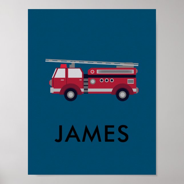 Ajouter votre nom Camion de feu rouge Poster perso (Devant)